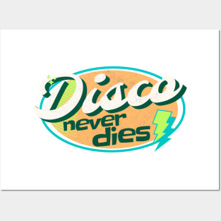 DISCO - Never Dies Retro (orange/lime/blue) Posters and Art